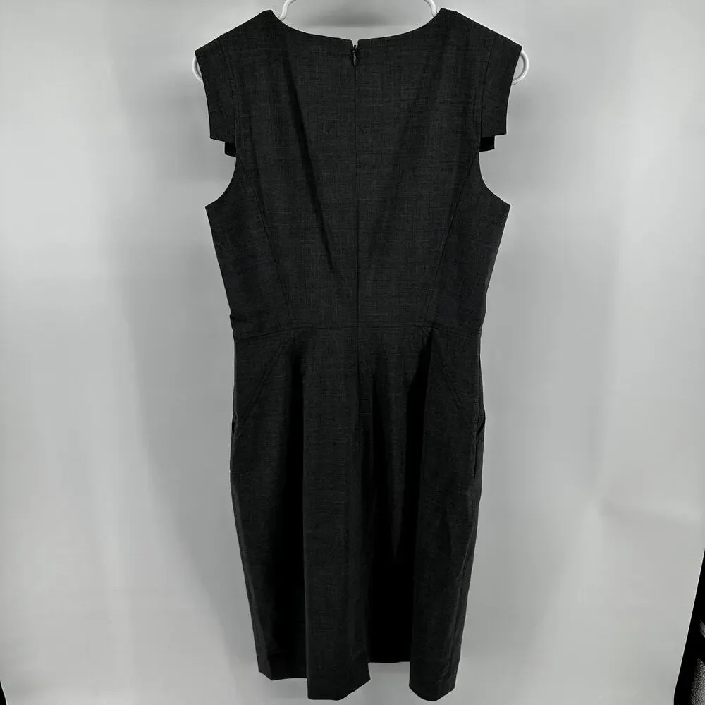 J.Crew Resume Sheath Dress Italian Stretch Wool Cap Sleeves Career Gray 4